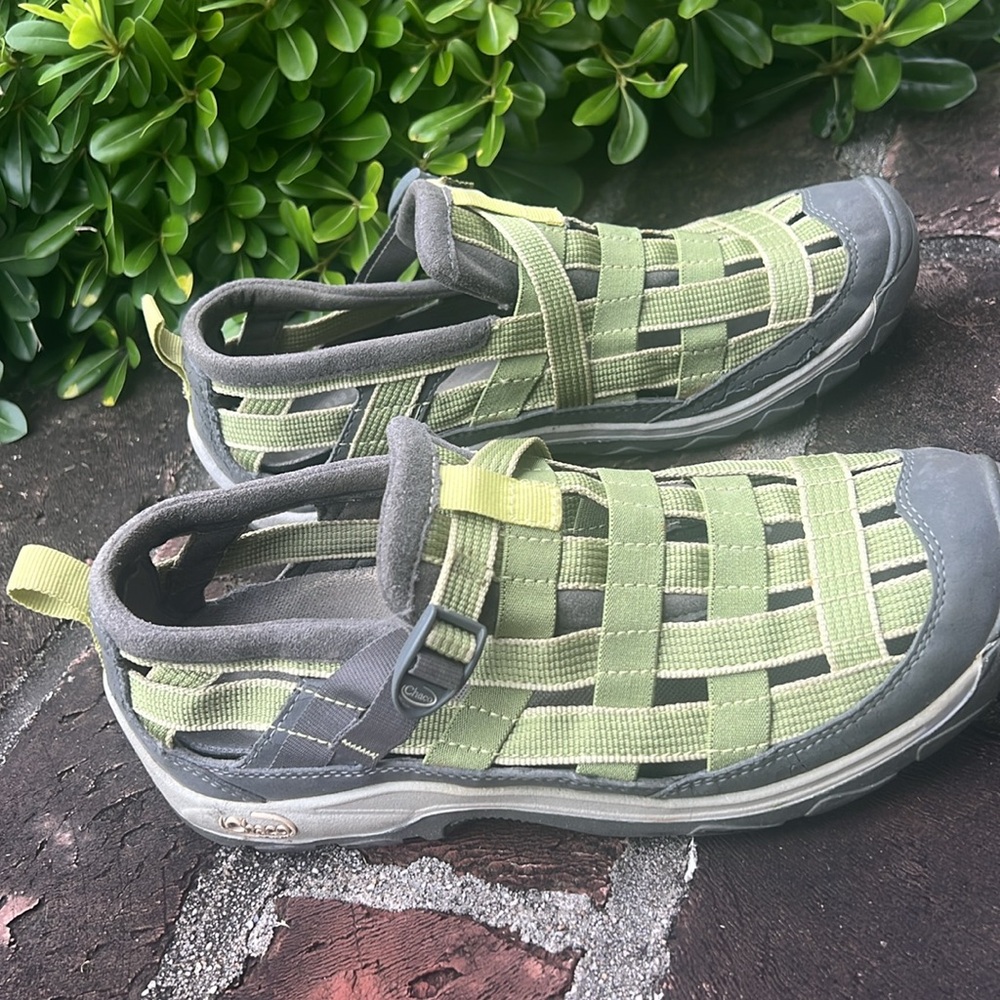 Chaco Weave light green & gray sandals Size 8 - Picture 3 of 11